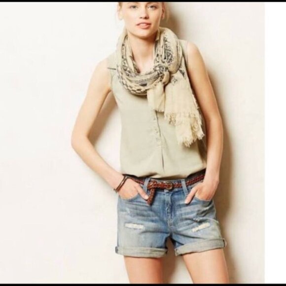 Pilcro‎ & the Letterpress Slim Boyfriend Jean Short Embroidered Floral - Picture 2 of 8